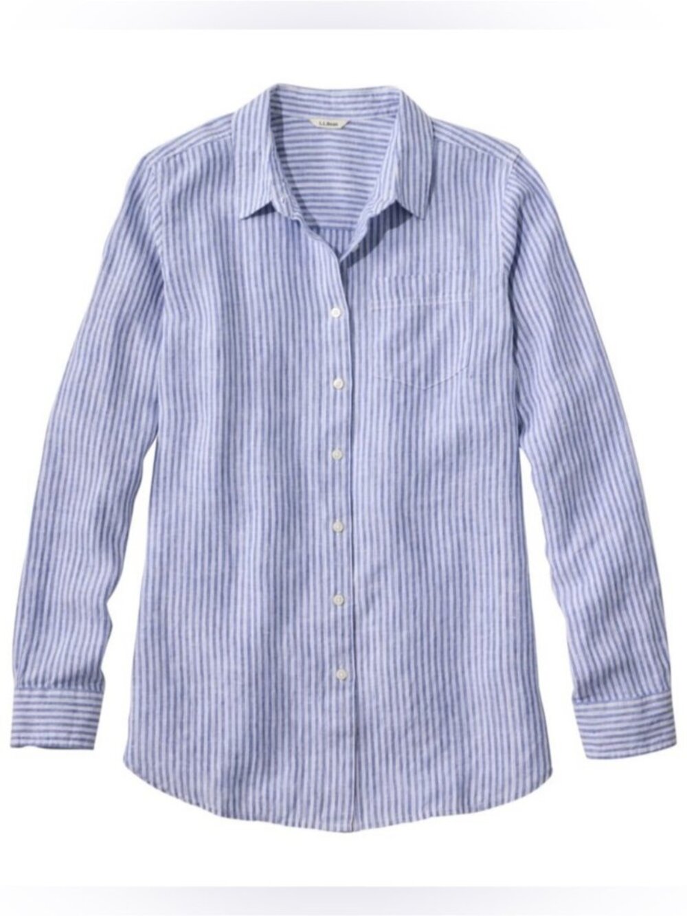 L.L. Bean Premium Washable Linen Shirt Striped Size Small PETITE